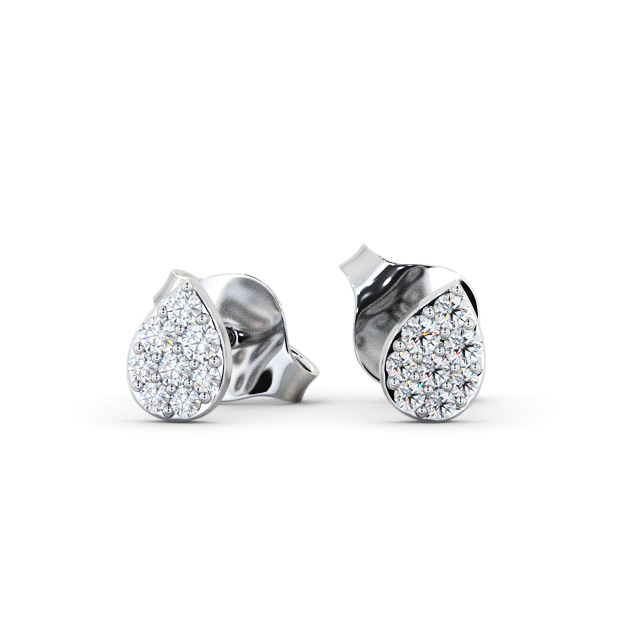 Pear Style Round Diamond Earrings 18K White Gold - Lancas ERG154_WG_UP