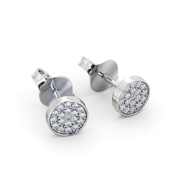 Cluster Style Round Diamond Earrings 18K White Gold - Melanie ERG155_WG_FLAT