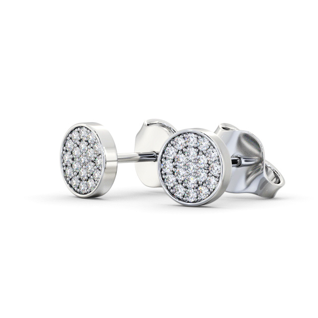 Cluster Style Round Diamond Earrings 18K White Gold - Melanie ERG155_WG_SIDE