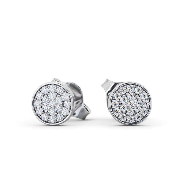 Cluster Style Round Diamond Earrings 18K White Gold - Melanie ERG155_WG_UP