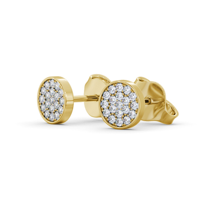 Cluster Style Round Diamond Earrings 18K Yellow Gold - Melanie ERG155_YG_SIDE
