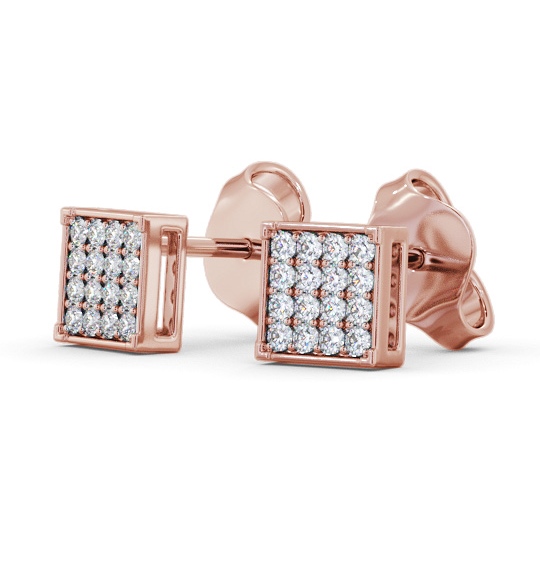  Sqaure Style Round Diamond Earrings 9K Rose Gold - Sanya ERG156_RG_THUMB1 