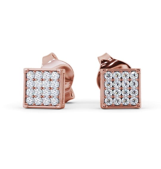  Sqaure Style Round Diamond Earrings 18K Rose Gold - Sanya ERG156_RG_THUMB2 