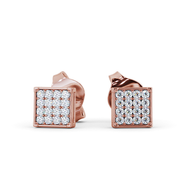 Sqaure Style Round Diamond Earrings 18K Rose Gold - Sanya ERG156_RG_UP