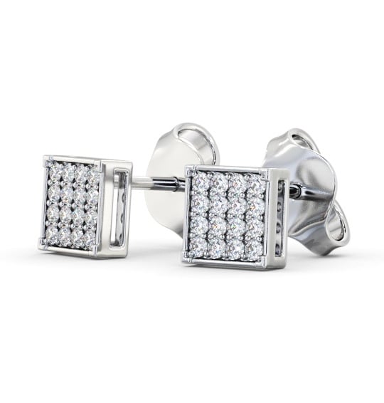 Square Style Round Diamond Cluster Earrings 18K White Gold ERG156_WG_THUMB1 