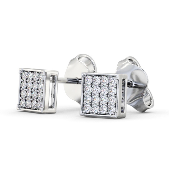 Square Style Round Diamond Cluster Earrings 18K White Gold ERG156_WG_THUMB1