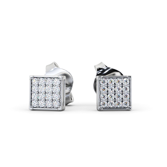 Sqaure Style Round Diamond Earrings 18K White Gold - Sanya ERG156_WG_UP