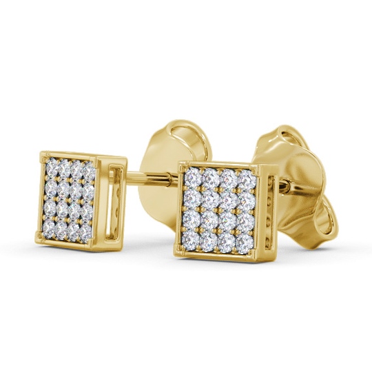 Sqaure Style Round Diamond Earrings 9K Yellow Gold - Sanya ERG156_YG_THUMB1