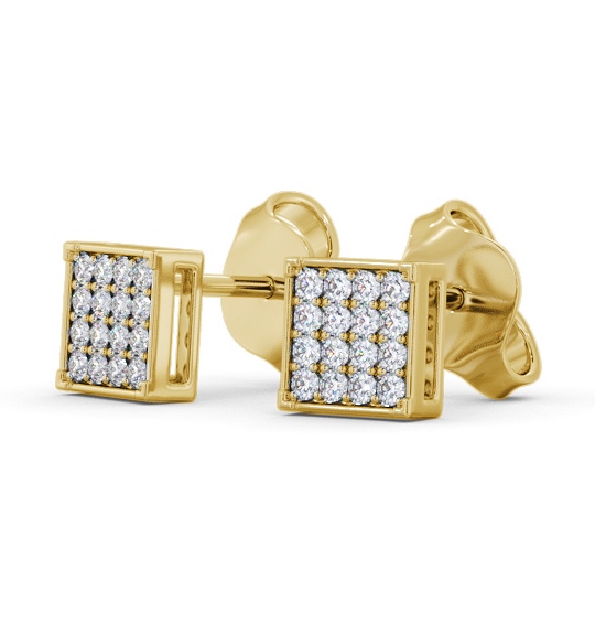 Square Style Round Diamond Cluster Earrings 9K Yellow Gold ERG156_YG_THUMB1