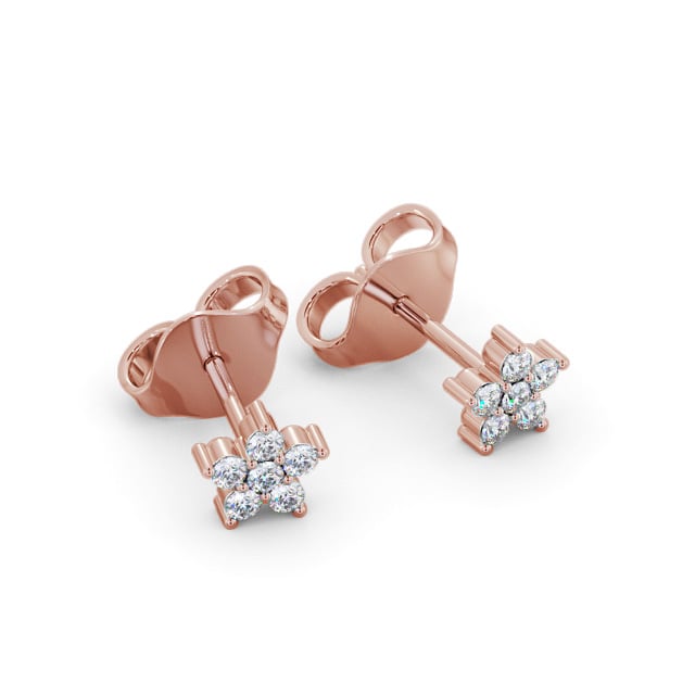 Cluster Style Round Diamond Earrings 18K Rose Gold - Saffron ERG157_RG_FLAT