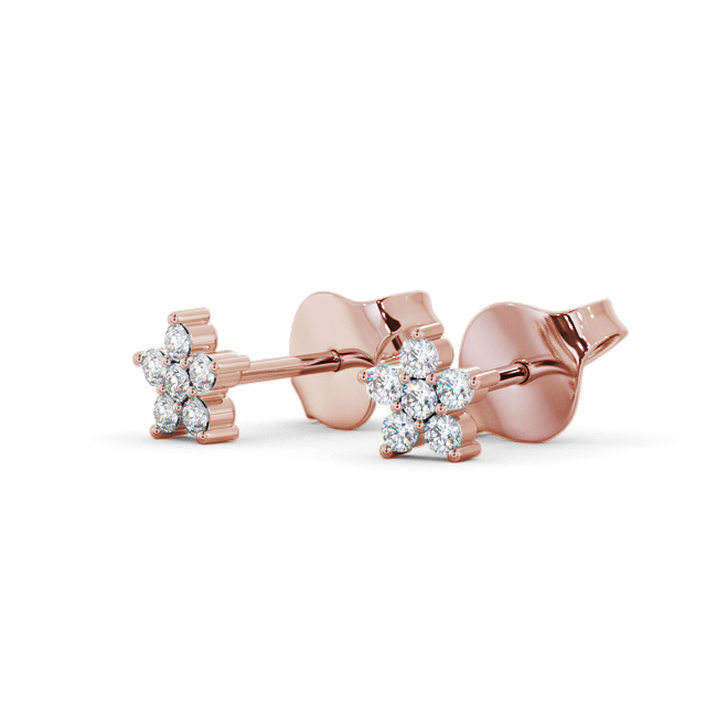Cluster Style Round Diamond Earrings 18K Rose Gold - Saffron