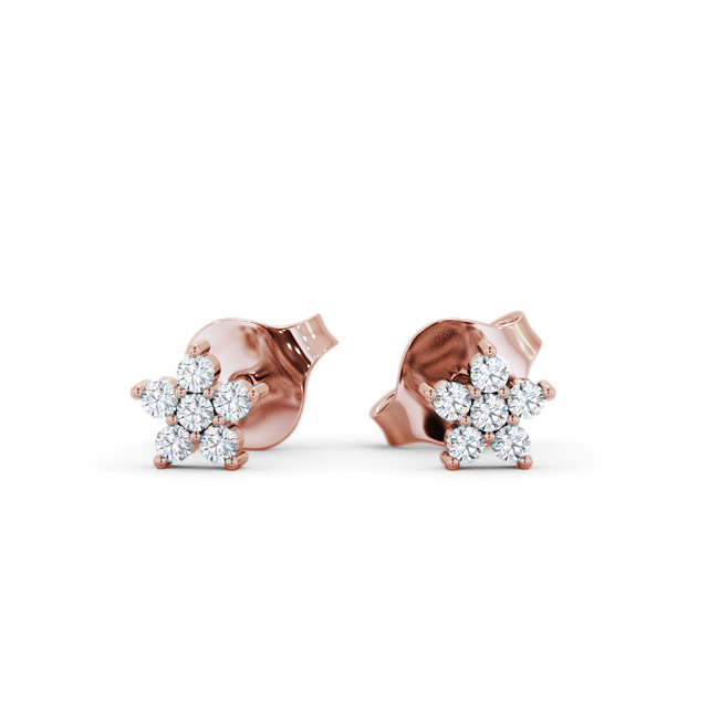 Cluster Style Round Diamond Earrings 18K Rose Gold - Saffron ERG157_RG_UP