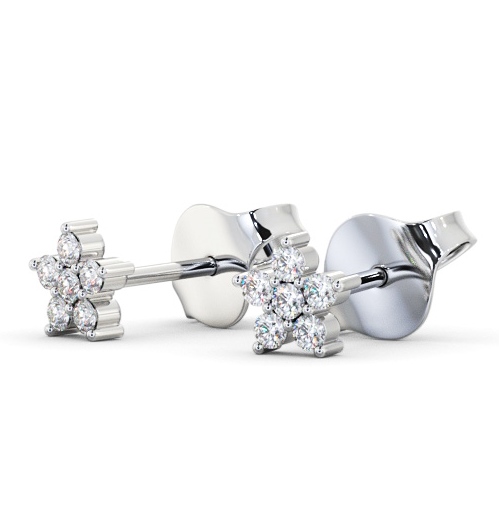  Cluster Style Round Diamond Earrings 18K White Gold - Saffron ERG157_WG_THUMB1 