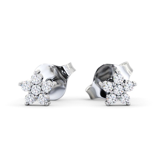 Cluster Style Round Diamond Star Design Earrings 18K White Gold ERG157_WG_THUMB2 