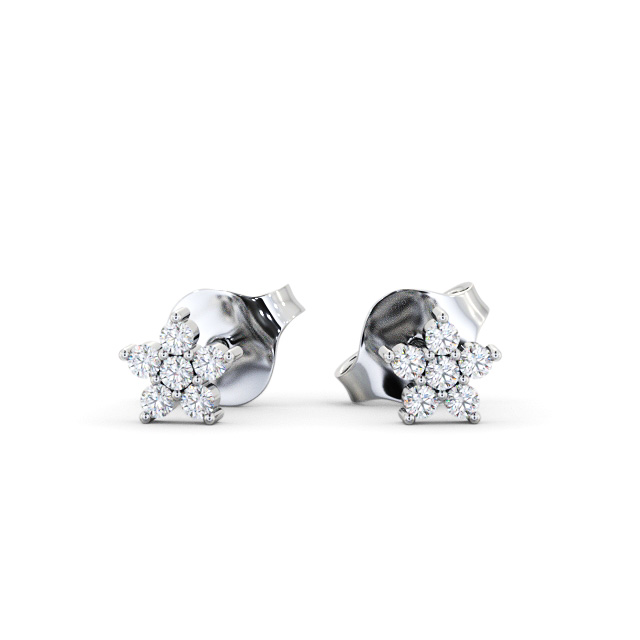 Cluster Style Round Diamond Earrings 18K White Gold - Saffron ERG157_WG_UP