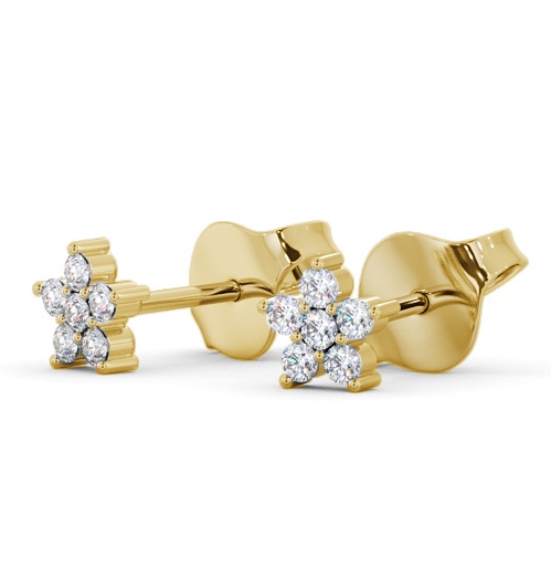 Cluster Style Round Diamond Earrings 18K Yellow Gold - Saffron ERG157_YG_THUMB1