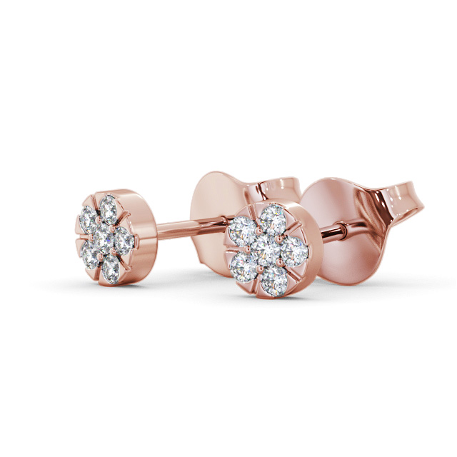 Cluster Style Round Diamond Earrings 18K Rose Gold - Onya ERG158_RG_SIDE