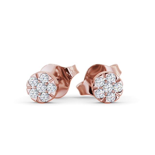 Cluster Style Round Diamond Earrings 18K Rose Gold - Onya ERG158_RG_UP