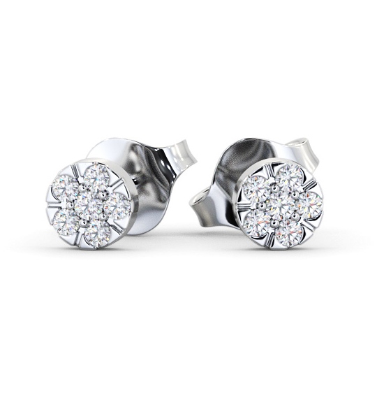  Cluster Style Round Diamond Earrings 9K White Gold - Onya ERG158_WG_THUMB2 