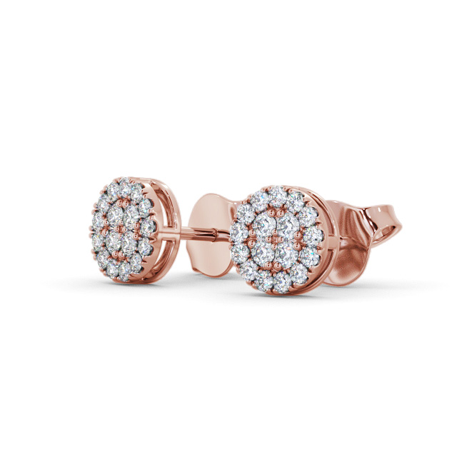 Cluster Style Round Diamond Earrings 18K Rose Gold - Dorel ERG159_RG_SIDE