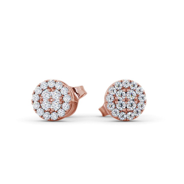 Cluster Style Round Diamond Earrings 18K Rose Gold - Dorel ERG159_RG_UP
