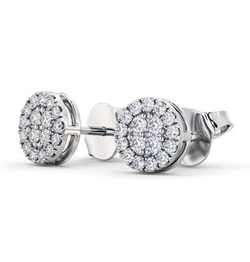  Cluster Style Round Diamond Earrings 9K White Gold - Dorel ERG159_WG_THUMB1 