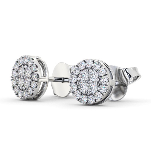 Cluster Style Round Diamond Earrings 18K White Gold ERG159_WG_THUMB1