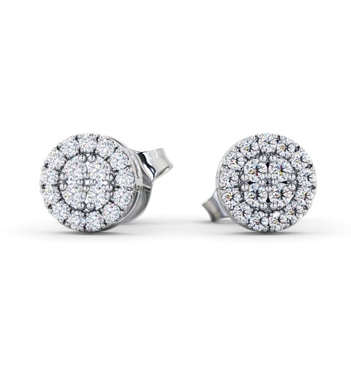  Cluster Style Round Diamond Earrings 9K White Gold - Dorel ERG159_WG_THUMB2 