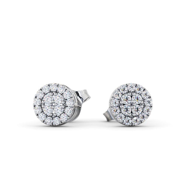 Cluster Style Round Diamond Earrings 18K White Gold - Dorel ERG159_WG_UP