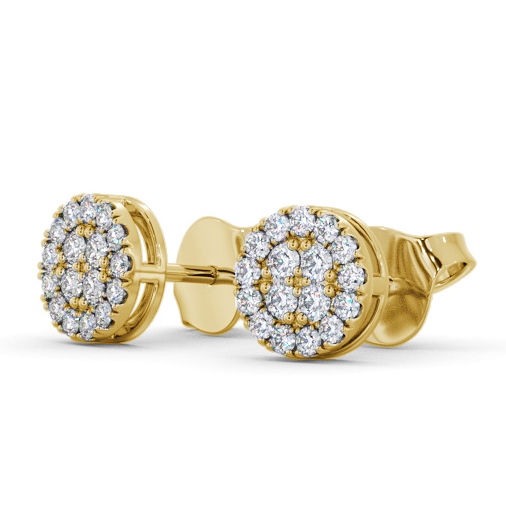 Cluster Style Round Diamond Earrings 18K Yellow Gold - Dorel ERG159_YG_THUMB1