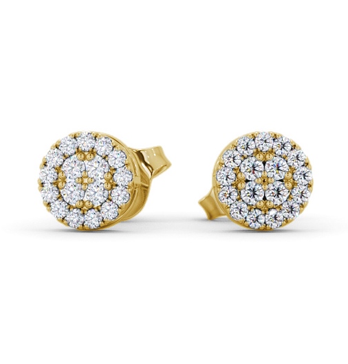  Cluster Style Round Diamond Earrings 9K Yellow Gold - Dorel ERG159_YG_THUMB2 