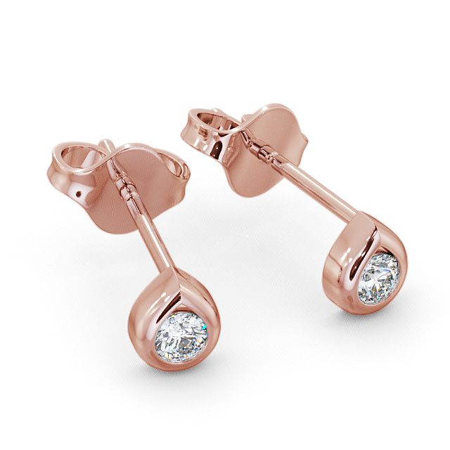 Round Diamond Stud Earrings 9K Rose Gold - Melby ERG15_RG_FLAT