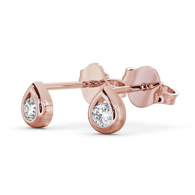 Round Diamond Stud Earrings 18K Rose Gold - Melby ERG15_RG_SIDE