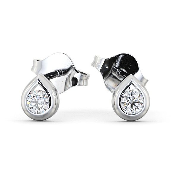 Round Diamond Tear Drop Design Stud Earrings 9K White Gold ERG15_WG_THUMB2 