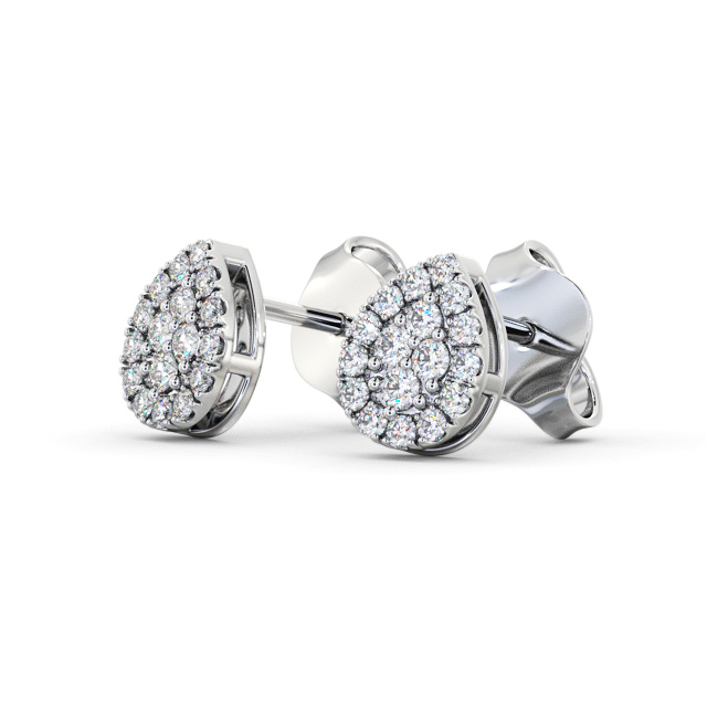 Pear Style Round Diamond Earrings 18K White Gold - Francis ERG160_WG_SIDE