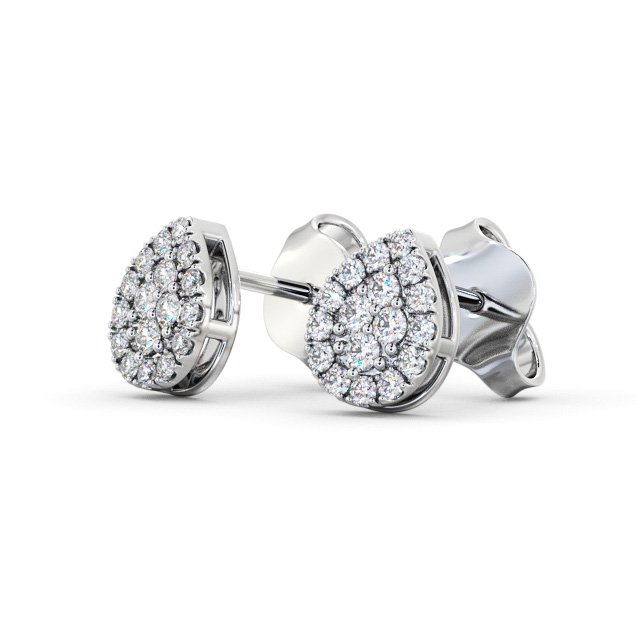 Pear Style Round Diamond Earrings 9K White Gold - Francis ERG160_WG_SIDE