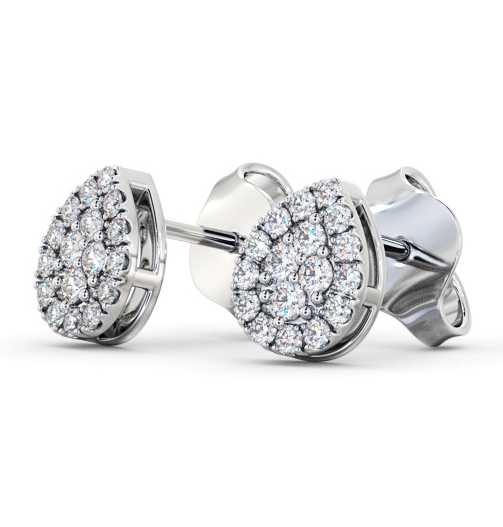 Pear Style Round Diamond Cluster Earrings 18K White Gold ERG160_WG_THUMB1