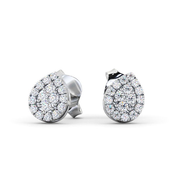 Pear Style Round Diamond Earrings 18K White Gold - Francis ERG160_WG_UP