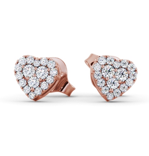  Heart Style Round Diamond Earrings 9K Rose Gold - Candra ERG161_RG_THUMB2 