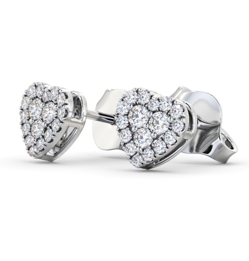 Heart Style Round Diamond Cluster Earrings 18K White Gold ERG161_WG_THUMB1