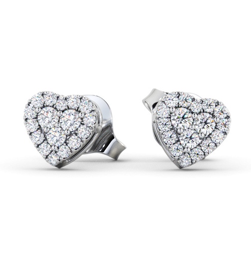 Heart Style Round Diamond Cluster Earrings 18K White Gold ERG161_WG_THUMB2 