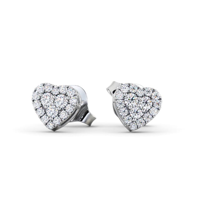 Heart Style Round Diamond Earrings 18K White Gold - Candra ERG161_WG_UP
