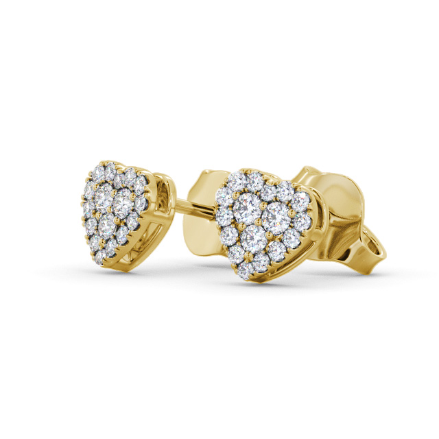 Heart Style Round Diamond Earrings 9K Yellow Gold - Candra ERG161_YG_SIDE