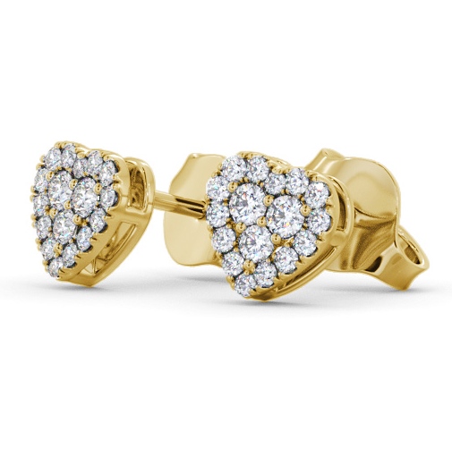 Heart Style Round Diamond Cluster Earrings 18K Yellow Gold ERG161_YG_THUMB1 