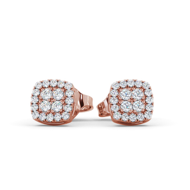 Cushion Style Round Diamond Earrings 18K Rose Gold - Amesby ERG162_RG_UP