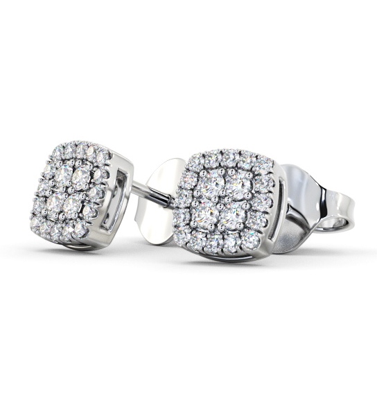 Cushion Style Round Diamond Cluster Earrings 18K White Gold ERG162_WG_THUMB1