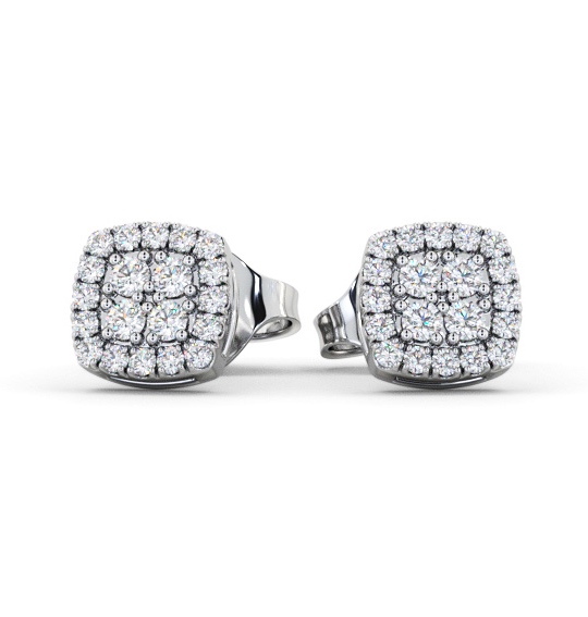  Cushion Style Round Diamond Earrings 9K White Gold - Amesby ERG162_WG_THUMB2 