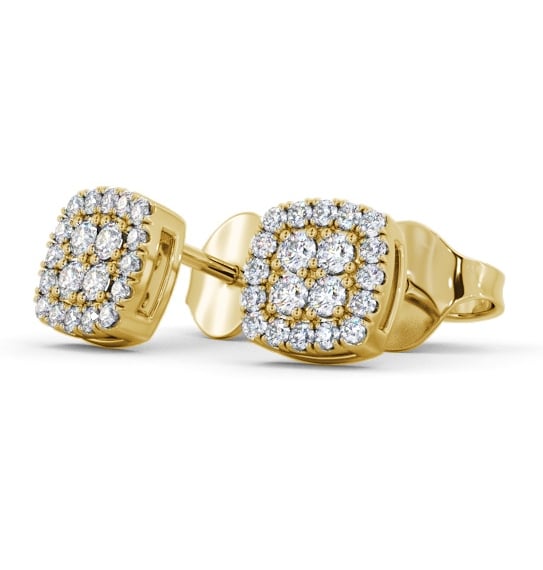 Cushion Style Round Diamond Earrings 9K Yellow Gold - Amesby ERG162_YG_THUMB1