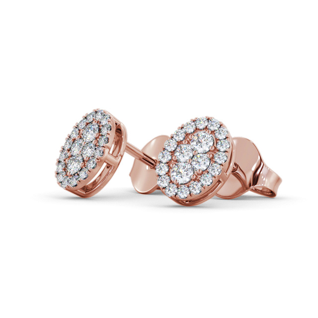 Oval Style Round Diamond Earrings 18K Rose Gold - Jardel ERG163_RG_SIDE