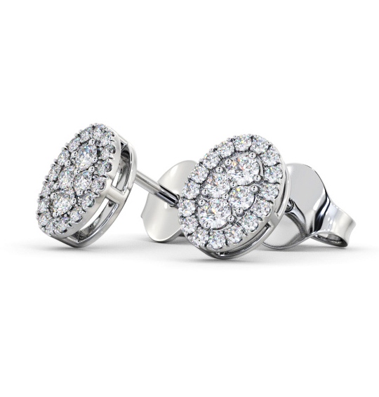 Oval Style Round Diamond Cluster Earrings 18K White Gold ERG163_WG_THUMB1